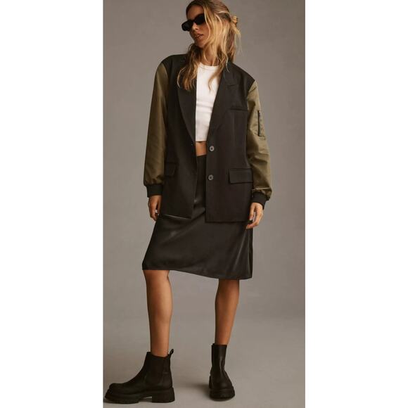 Anthropologie DOLAN Blazer Utility Mixed Fabric Size XL Edgy Military gorpcore - Picture 1 of 8